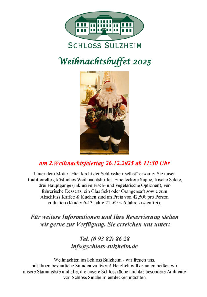Flyer Weihnachtsbuffet am 2. Weihnachtsfeiertag 2025